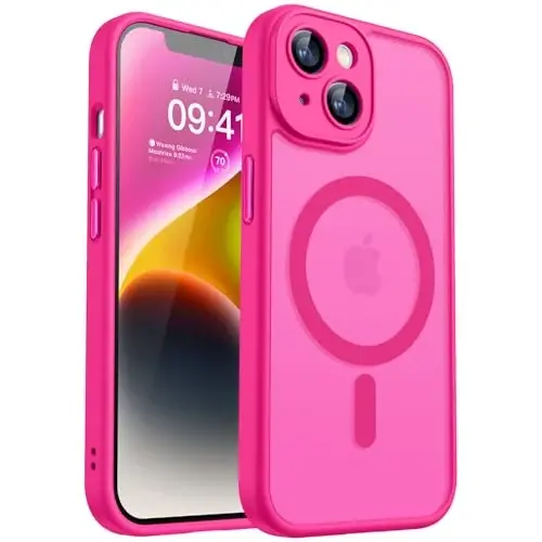 CANSHN Magnetic for iPhone 14 Plus Case, Upgraded [Full Camera Protection] [Compatible with Magsafe] [Translucent Matte] Shockproof Protective Phone Case for iPhone 14 Plus 6.7