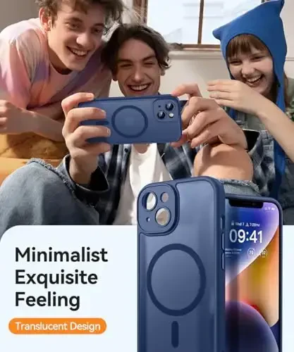 CANSHN Magnetic for iPhone 14 Plus Case, Upgraded [Full Camera Protection] [Compatible with Magsafe] [Translucent Matte] Shockproof Protective Phone Case for iPhone 14 Plus 6.7