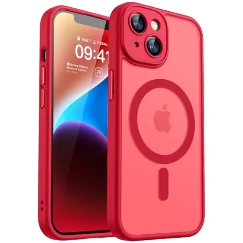 CANSHN Magnetic for iPhone 14 Plus Case, Upgraded [Full Camera Protection] [Compatible with Magsafe] [Translucent Matte] Shockproof Protective Phone Case for iPhone 14 Plus 6.7