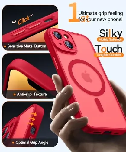 CANSHN iPhone 14 Plus uchun magnitli g‘ilof, yangilangan [To‘liq kamera himoyasi] [Magsafe bilan mos] [Yarim shaffof mat] iPhone 14 Plus 6.7