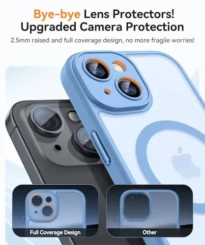CANSHN Magnetic for iPhone 15 Case, Upgraded [Full Camera Protection] [Compatible with Magsafe] [Translucent Matte] Shockproof Protective Phone Case for iPhone 15 6.1