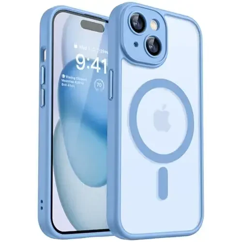 CANSHN Magnetic for iPhone 15 Case, Upgraded [Full Camera Protection] [Compatible with Magsafe] [Translucent Matte] Shockproof Protective Phone Case for iPhone 15 6.1