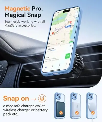 CANSHN Magnetic for iPhone 15 Case, Upgraded [Full Camera Protection] [Compatible with Magsafe] [Translucent Matte] Shockproof Protective Phone Case for iPhone 15 6.1