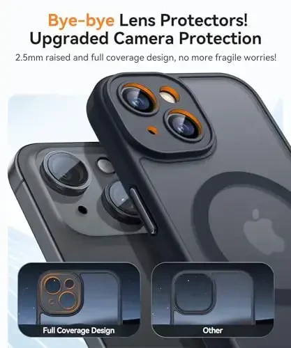 CANSHN Magnetic for iPhone 15 Case, Upgraded [Full Camera Protection] [Compatible with Magsafe] [Translucent Matte] Shockproof Protective Phone Case for iPhone 15 6.1