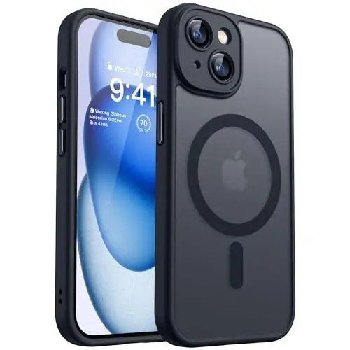 CANSHN Magnetic for iPhone 15 Case, Upgraded [Full Camera Protection] [Compatible with Magsafe] [Translucent Matte] Shockproof Protective Phone Case for iPhone 15 6.1