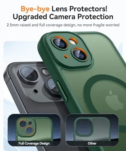CANSHN Magnetic for iPhone 15 Case, Upgraded [Full Camera Protection] [Compatible with Magsafe] [Translucent Matte] Shockproof Protective Phone Case for iPhone 15 6.1