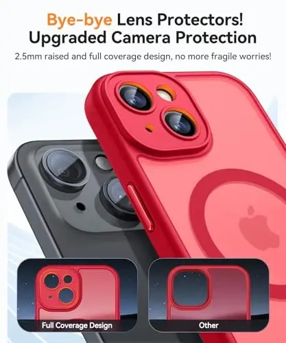 CANSHN Magnetic for iPhone 15 Case, Upgraded [Full Camera Protection] [Compatible with Magsafe] [Translucent Matte] Shockproof Protective Phone Case for iPhone 15 6.1