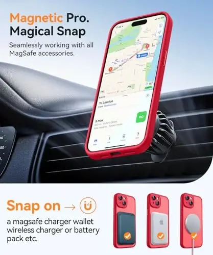 CANSHN Magnetic for iPhone 15 Case, Upgraded [Full Camera Protection] [Compatible with Magsafe] [Translucent Matte] Shockproof Protective Phone Case for iPhone 15 6.1
