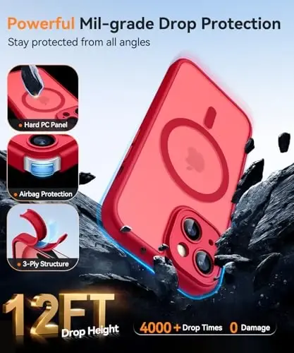CANSHN Magnetic for iPhone 15 Case, Upgraded [Full Camera Protection] [Compatible with Magsafe] [Translucent Matte] Shockproof Protective Phone Case for iPhone 15 6.1