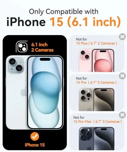 CANSHN Magnetic for iPhone 15 Case, Upgraded [Full Camera Protection] [Compatible with Magsafe] [Translucent Matte] Shockproof Protective Phone Case for iPhone 15 6.1