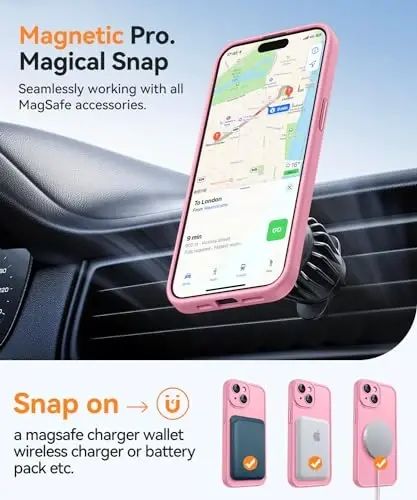 CANSHN Magnetic for iPhone 15 Case, Upgraded [Full Camera Protection] [Compatible with Magsafe] [Translucent Matte] Shockproof Protective Phone Case for iPhone 15 6.1
