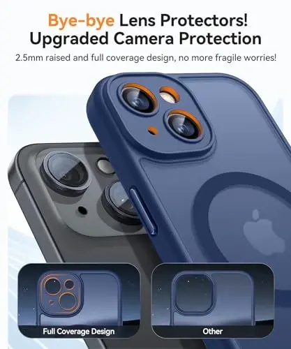 CANSHN Magnetic for iPhone 15 Plus Case, Upgraded [Full Camera Protection] [Compatible with Magsafe] [Translucent Matte] Shockproof Protective Phone Case for iPhone 15 Plus 6.7