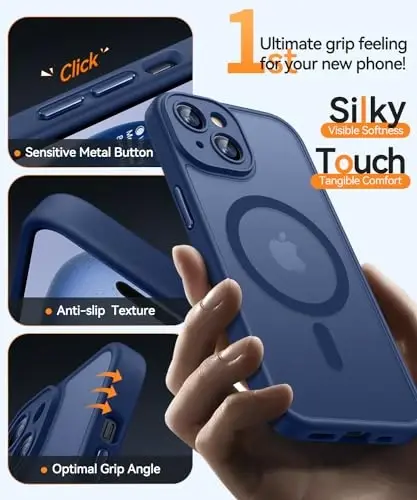 CANSHN Magnetic for iPhone 15 Plus Case, Upgraded [Full Camera Protection] [Compatible with Magsafe] [Translucent Matte] Shockproof Protective Phone Case for iPhone 15 Plus 6.7