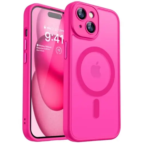 CANSHN Magnetic for iPhone 15 Plus Case, Upgraded [Full Camera Protection] [Compatible with Magsafe] [Translucent Matte] Shockproof Protective Phone Case for iPhone 15 Plus 6.7