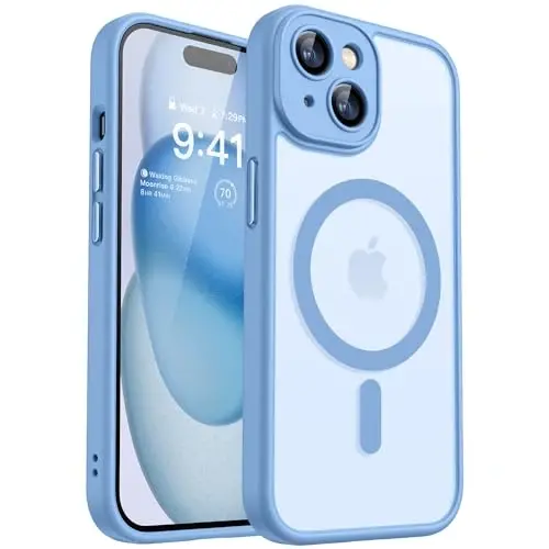 CANSHN Magnetic for iPhone 15 Plus Case, Upgraded [Full Camera Protection] [Compatible with Magsafe] [Translucent Matte] Shockproof Protective Phone Case for iPhone 15 Plus 6.7