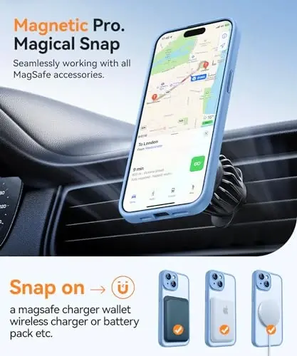 CANSHN Magnetic for iPhone 15 Plus Case, Upgraded [Full Camera Protection] [Compatible with Magsafe] [Translucent Matte] Shockproof Protective Phone Case for iPhone 15 Plus 6.7