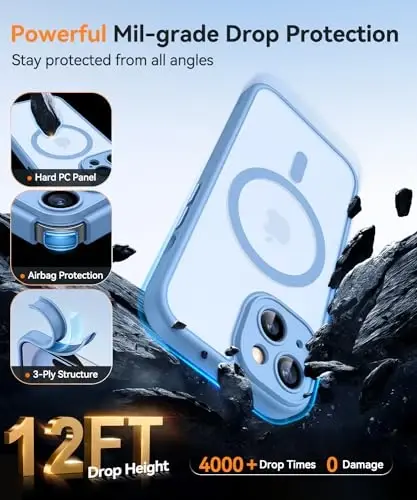 CANSHN Magnetic for iPhone 15 Plus Case, Upgraded [Full Camera Protection] [Compatible with Magsafe] [Translucent Matte] Shockproof Protective Phone Case for iPhone 15 Plus 6.7