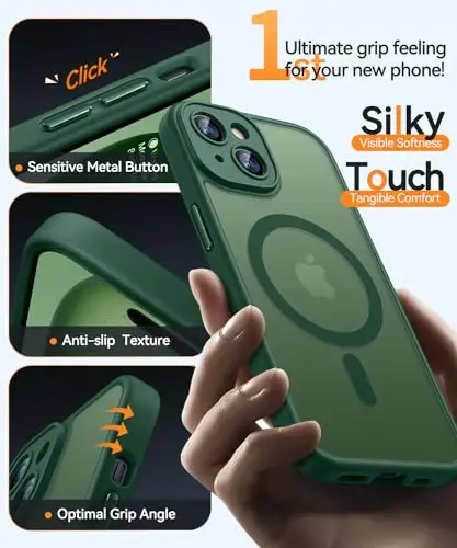 CANSHN Magnetic for iPhone 15 Plus Case, Upgraded [Full Camera Protection] [Compatible with Magsafe] [Translucent Matte] Shockproof Protective Phone Case for iPhone 15 Plus 6.7