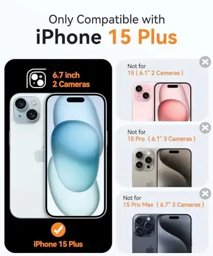 CANSHN iPhone 15 Plus uchun magnitli korpus, yangilangan [to'liq kamera himoyasi] [Magsafe bilan mos] [shaffof mat] zarbaga chidamli himoya oluvchi telefon korpusi iPhone 15 Plus 6,7 dyuym - pushti - 3