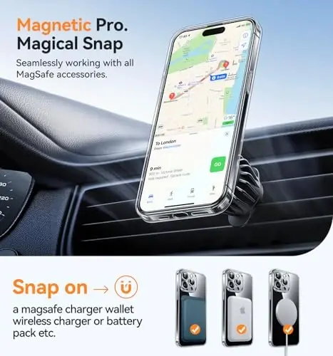 CANSHN Magnetic for iPhone 15 Pro Case Clear, Upgraded [Full Camera Protection] [Compatible with Magsafe] Non-Yellowing Protective Shockproof Bumper Phone Case 6.1 inch - Clear - 4