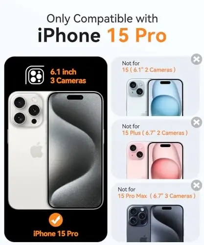 CANSHN Magnetic Compatible with iPhone 15 Pro Case, Upgraded [Full Camera Protection] [Compatible with Magsafe] [Translucent Matte] Shockproof Protective Phone Case Cover 6.1 Inch - Deep Green - 2