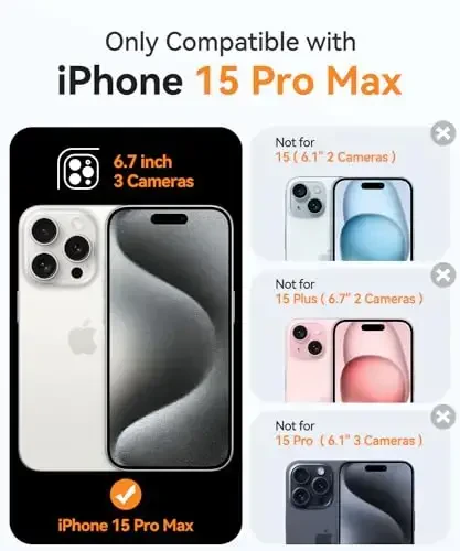 CANSHN iPhone 15 Pro Max uchun magnit moslashuvchan gʻilof, yangilangan [Toʻliq kamera himoyasi] [Magsafe bilan mos] [Yarim shaffof mat] Zarbadan himoya qiluvchi telefon gʻilofi 6.7 dyuym - Toʻq koʻk - 2