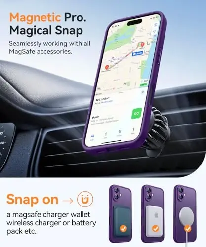 CANSHN Magnetic for iPhone 16 Case, Upgraded [Full Camera Protection] [Compatible with Magsafe] [Translucent Matte] Shockproof Protective Phone Case for iPhone 16 - Deep Purple - 4