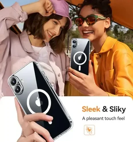 CANSHN Magnetic for iPhone 16 Case Clear, Upgraded [Full Camera Protection] [Compatible with Magsafe] Non-Yellowing Protective Shockproof Bumper - Clear - 7