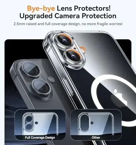 CANSHN Magnetic for iPhone 16 Plus Case Clear, Upgraded [Full Camera Protection] [Compatible with Magsafe] Non-Yellowing Protective Shockproof Bumper - Clear - 7
