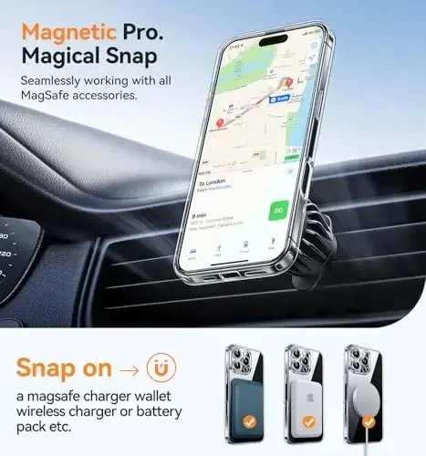 CANSHN Magnetic Compatible with iPhone 16 Pro Case Clear, Upgraded [Full Camera Protection] [Compatible with Magsafe] Non-Yellowing Protective Shockproof Bumper Phone Cover 6.3 Inch - Clear - 4