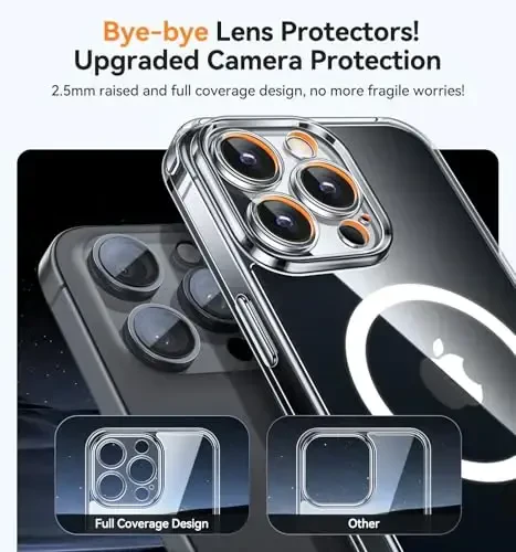 CANSHN Magnetic Compatible with iPhone 16 Pro Case Clear, Upgraded [Full Camera Protection] [Compatible with Magsafe] Non-Yellowing Protective Shockproof Bumper Phone Cover 6.3 Inch - Clear - 5