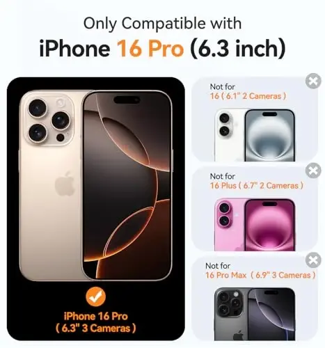 CANSHN Magnetic Compatible with iPhone 16 Pro Case Clear, Upgraded [Full Camera Protection] [Compatible with Magsafe] Non-Yellowing Protective Shockproof Bumper Phone Cover 6.3 Inch - Clear - 2