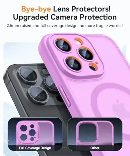 CANSHN Magnetic Compatible with iPhone 16 Pro Max Case, Upgraded [Full Camera Protection] [Compatible with Magsafe] [Translucent Matte] Shockproof Protective Phone Cover 6.9 Inch - Pinkish Purple - 4
