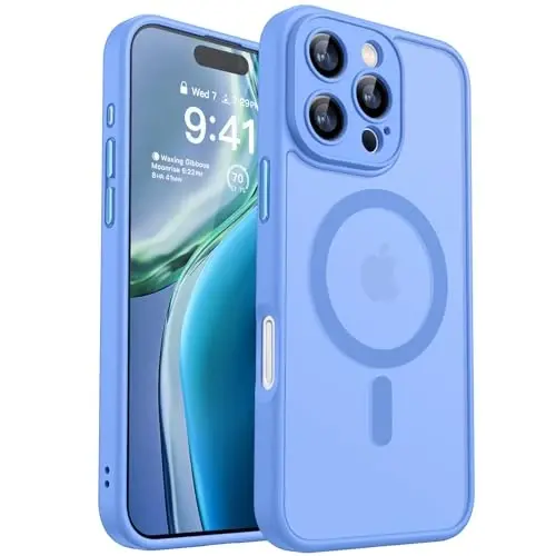 CANSHN Magnetic Compatible with iPhone 16 Pro Max Case, Upgraded [Full Camera Protection] [Compatible with Magsafe] [Translucent Matte] Shockproof Protective Phone Cover 6.9 Inch - Ultramarine - 1