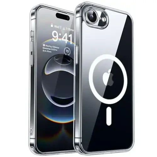CANSHN Magnetic for iPhone 16e Case Clear, Upgraded [Full Camera Protection] [Compatible with Magsafe] Non-Yellowing Protective Shockproof Bumper - Clear - 1
