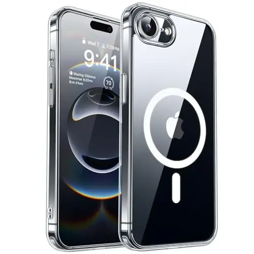 CANSHN Magnetic for iPhone 16e Case Clear, Upgraded [Full Camera Protection] [Compatible with Magsafe] Non-Yellowing Protective Shockproof Bumper - Clear 