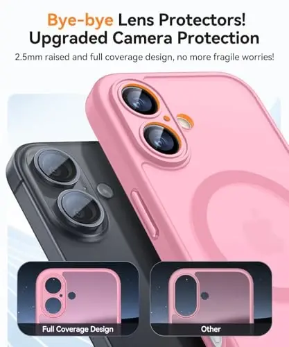 CANSHN Magnetic for iPhone 17 Case, Upgraded [Full Camera Protection] [Compatible with Magsafe] [Translucent Matte] Shockproof Protective Phone Case for iPhone 17 - Pink - 3
