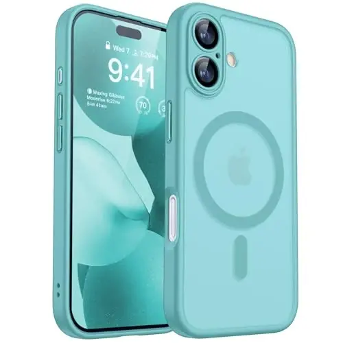CANSHN Magnetic for iPhone 17 Case, Upgraded [Full Camera Protection] [Compatible with Magsafe] [Translucent Matte] Shockproof Protective Phone Case for iPhone 17 - Teal - 1