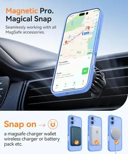 CANSHN Magnetic for iPhone 17 Case, Upgraded [Full Camera Protection] [Compatible with Magsafe] [Translucent Matte] Shockproof Protective Phone Case for iPhone 17 - Ultramarine - 5