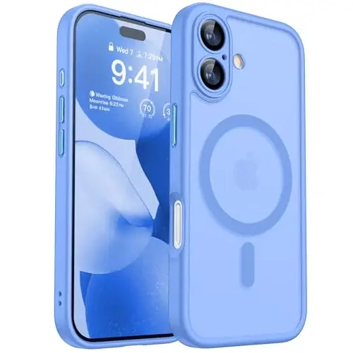 CANSHN Magnetic for iPhone 17 Case, Upgraded [Full Camera Protection] [Compatible with Magsafe] [Translucent Matte] Shockproof Protective Phone Case for iPhone 17 - Ultramarine - 1