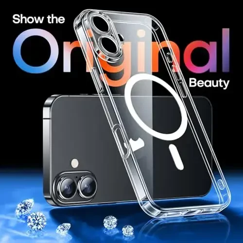 CANSHN Magnetic for iPhone 17 Case Clear, Upgraded [Full Camera Protection] [Compatible with Magsafe] Non-Yellowing Protective Shockproof Bumper - Clear - 3