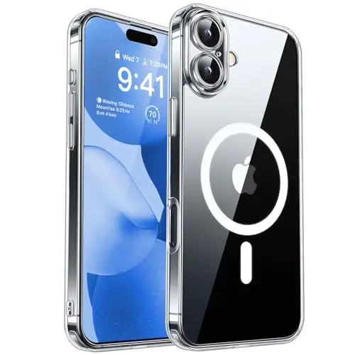 CANSHN Magnetic for iPhone 17 Case Clear, Upgraded [Full Camera Protection] [Compatible with Magsafe] Non-Yellowing Protective Shockproof Bumper - Clear 