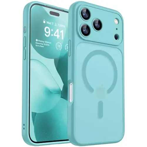 CANSHN Magnetic Compatible with iPhone 17 Pro Case, Upgraded [Full Camera Protection] [Compatible with Magsafe] [Translucent Matte] Shockproof Protective Phone Cover 6.3 Inch - Teal - 1