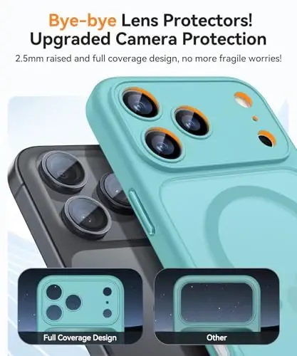 CANSHN Magnetic Compatible with iPhone 17 Pro Case, Upgraded [Full Camera Protection] [Compatible with Magsafe] [Translucent Matte] Shockproof Protective Phone Cover 6.3 Inch - Teal - 4