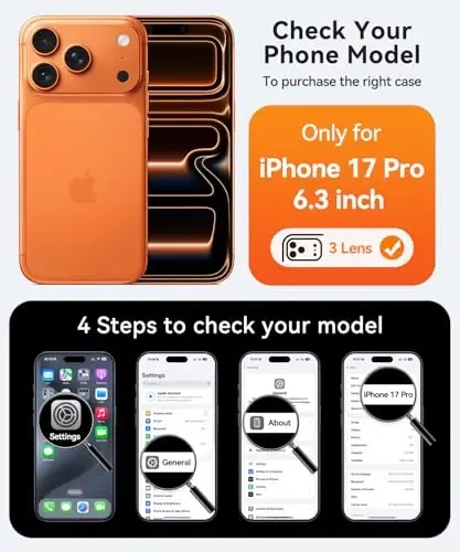 CANSHN Magnetic Compatible with iPhone 17 Pro Case, Upgraded [Full Camera Protection] [Compatible with Magsafe] [Translucent Matte] Shockproof Protective Phone Cover 6.3 Inch - Orange - CANSHN (1)