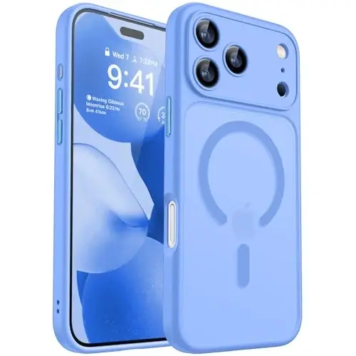 CANSHN Magnetic Compatible with iPhone 17 Pro Case, Upgraded [Full Camera Protection] [Compatible with Magsafe] [Translucent Matte] Shockproof Protective Phone Cover 6.3 Inch - Ultramarine - 1