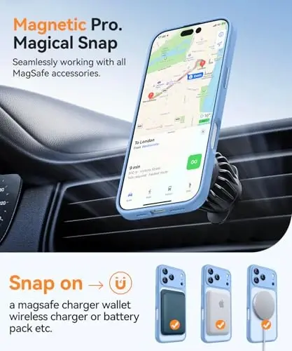 CANSHN Magnetic Compatible with iPhone 17 Pro Max Case, Upgraded [Full Camera Protection] [Compatible with Magsafe] [Translucent Matte] Shockproof Protective Phone Cover 6.9 Inch - Light Blue - 4