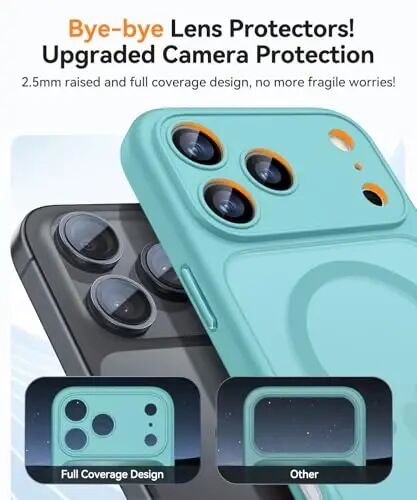 CANSHN Magnetic Compatible with iPhone 17 Pro Max Case, Upgraded [Full Camera Protection] [Compatible with Magsafe] [Translucent Matte] Shockproof Protective Phone Cover 6.9 Inch - Teal - 4