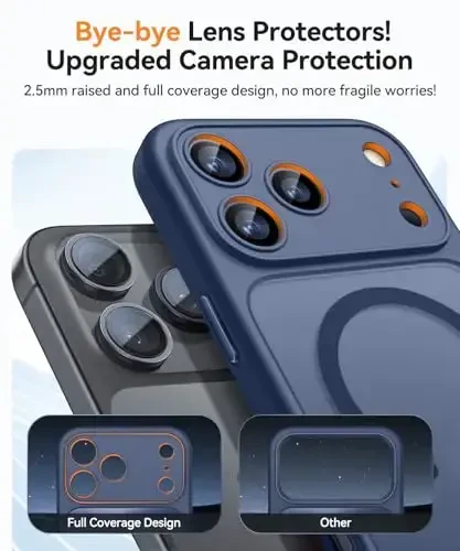 CANSHN Magnetic Compatible with iPhone 17 Pro Max Case, Upgraded [Full Camera Protection] [Compatible with Magsafe] [Translucent Matte] Shockproof Protective Phone Cover 6.9 Inch - Deep Blue - 3