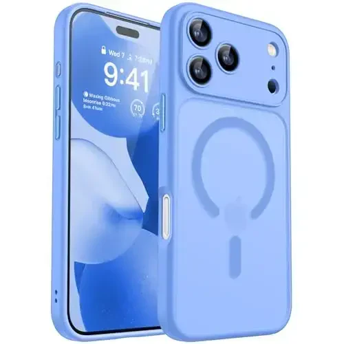 CANSHN Magnetic Compatible with iPhone 17 Pro Max Case, Upgraded [Full Camera Protection] [Compatible with Magsafe] [Translucent Matte] Shockproof Protective Phone Cover 6.9 Inch - Ultramarine 